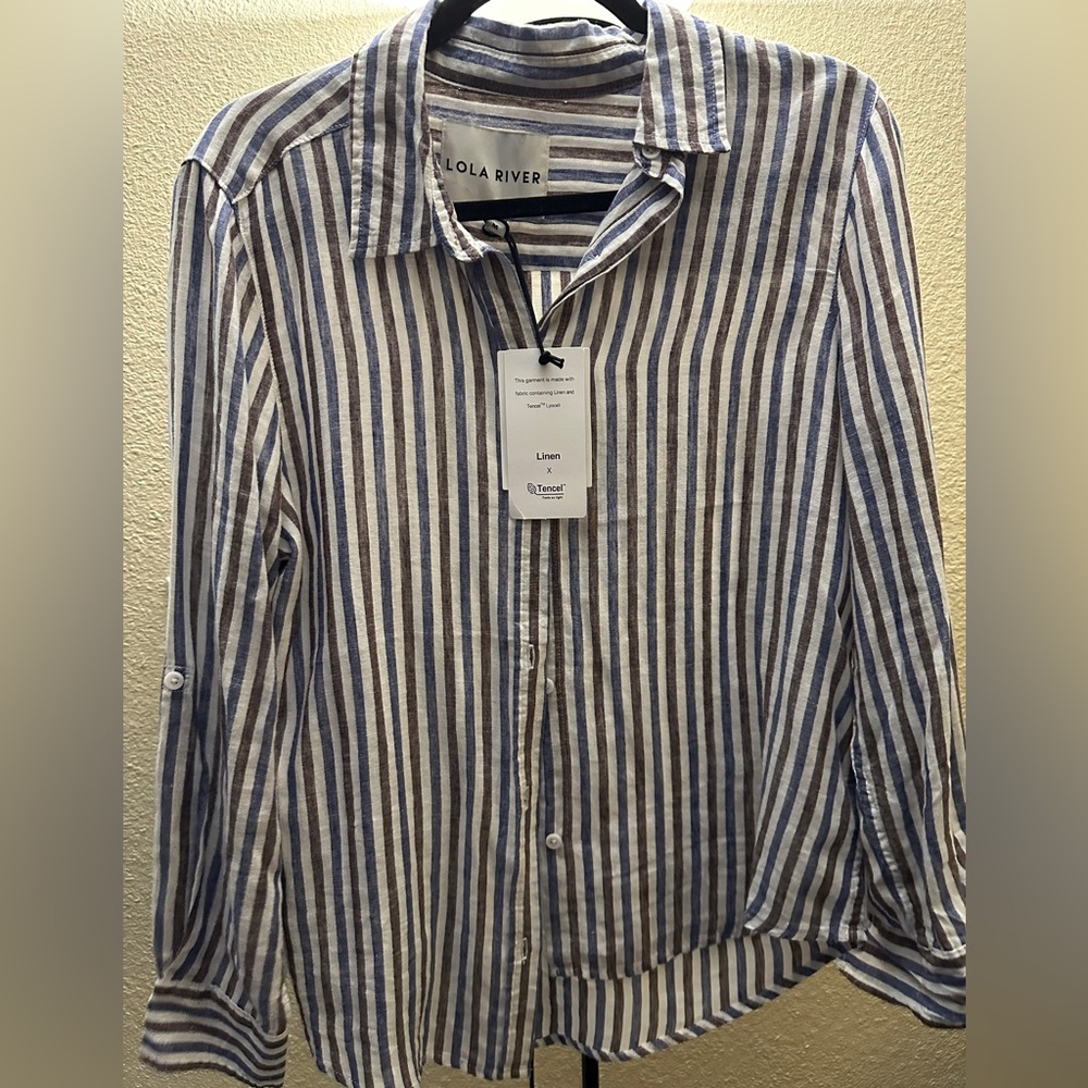 Lola River Blue Coffee Striped Casual